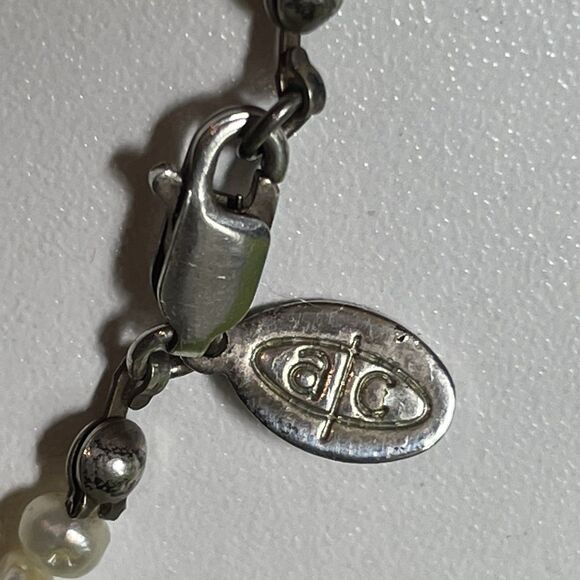 AC Signed Freshwater Pearl Beaded Mother of Pearl Silver Pendant Necklace - Picture 8 of 8